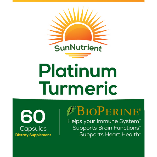 SunNutrient platinum tumeric supplement with bioperine Front Label