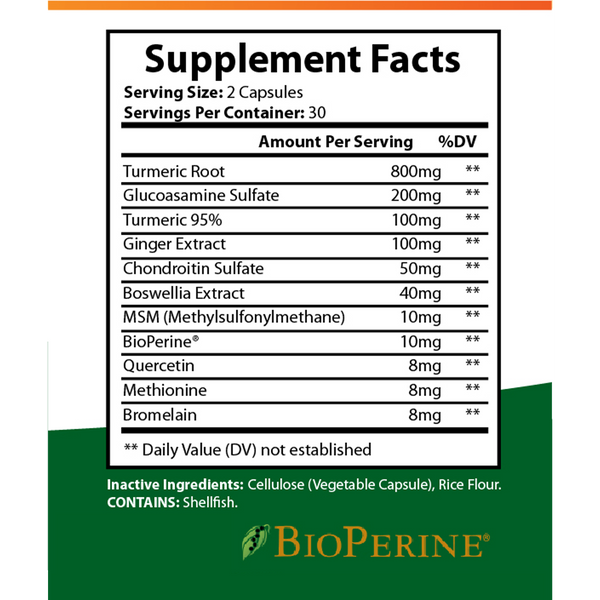 SunNutrient platinum tumeric supplement with bioperine supplement facts