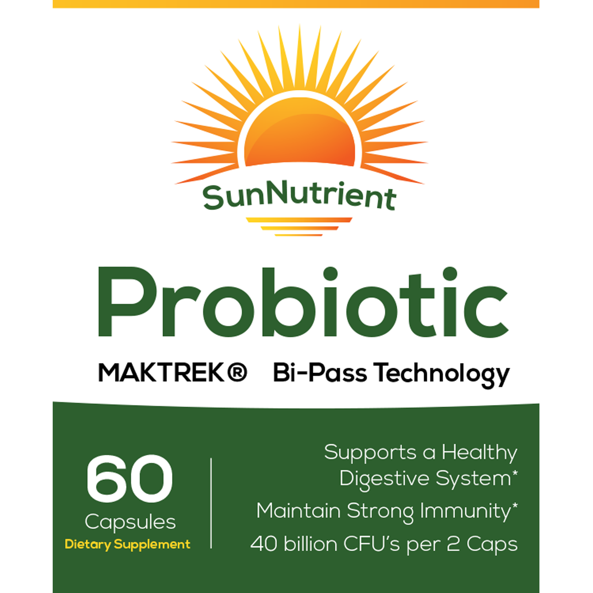 SunNutrient probiotic supplements Front Label