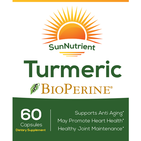 SunNutrient organic tumeric supplement with bioperine Front Label